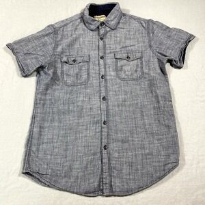 Hudson & Barrow Shirt Adult Medium Blue Short Sleeve Button‎ Up Casual Mens